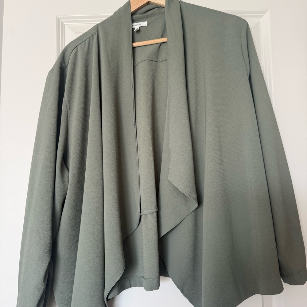 Light Olive Draped Open-Front Jacket